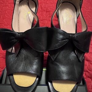 Kate Spade Black Leather Bow Heels Size 8